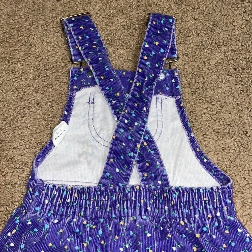 Vintage‎ Osh Kosh B’Gosh Corduroy Overall Jumper Dress Ditsy Floral Purple 6
